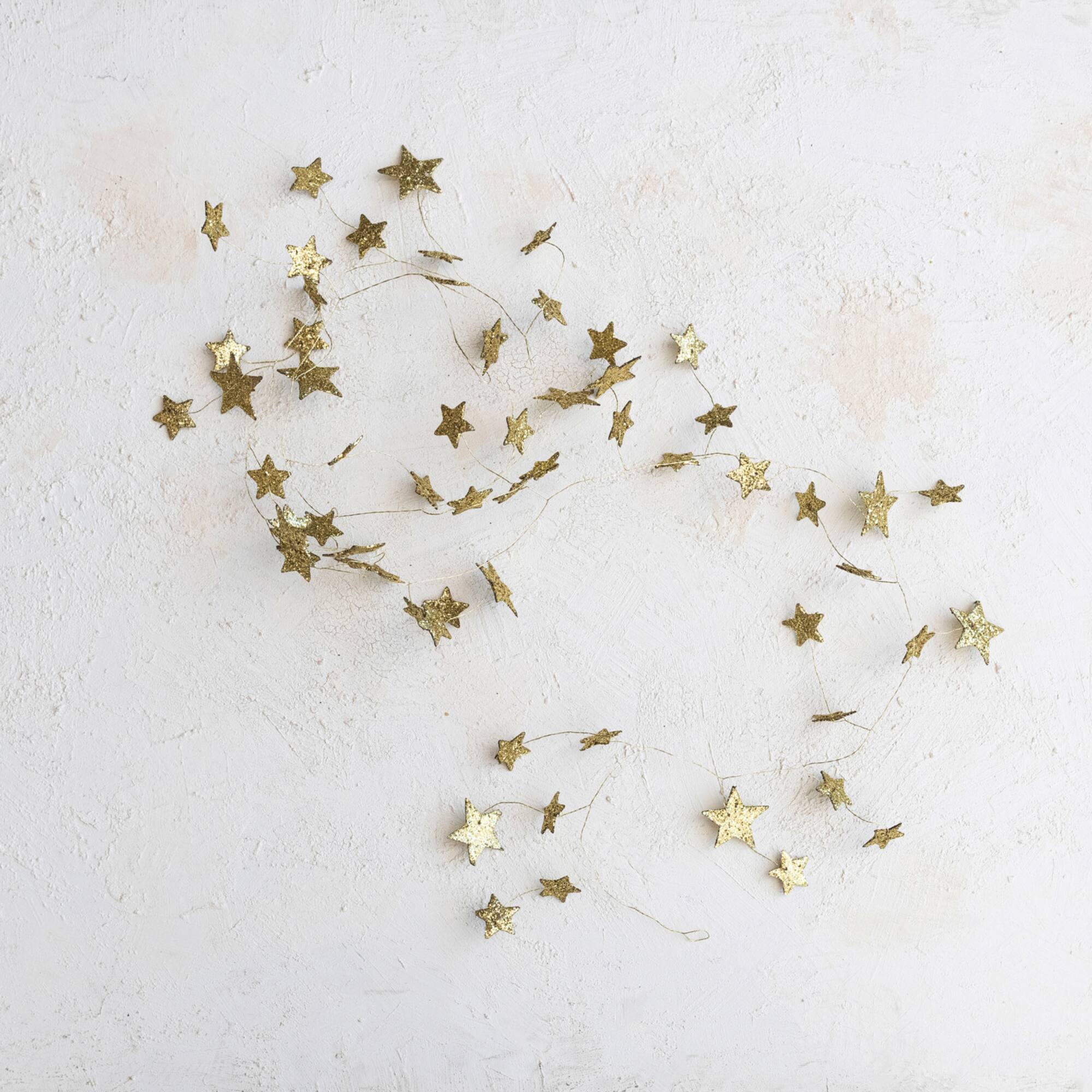 Hello Honey 6ft. Gold Decorative Glitter Paper Star Garland